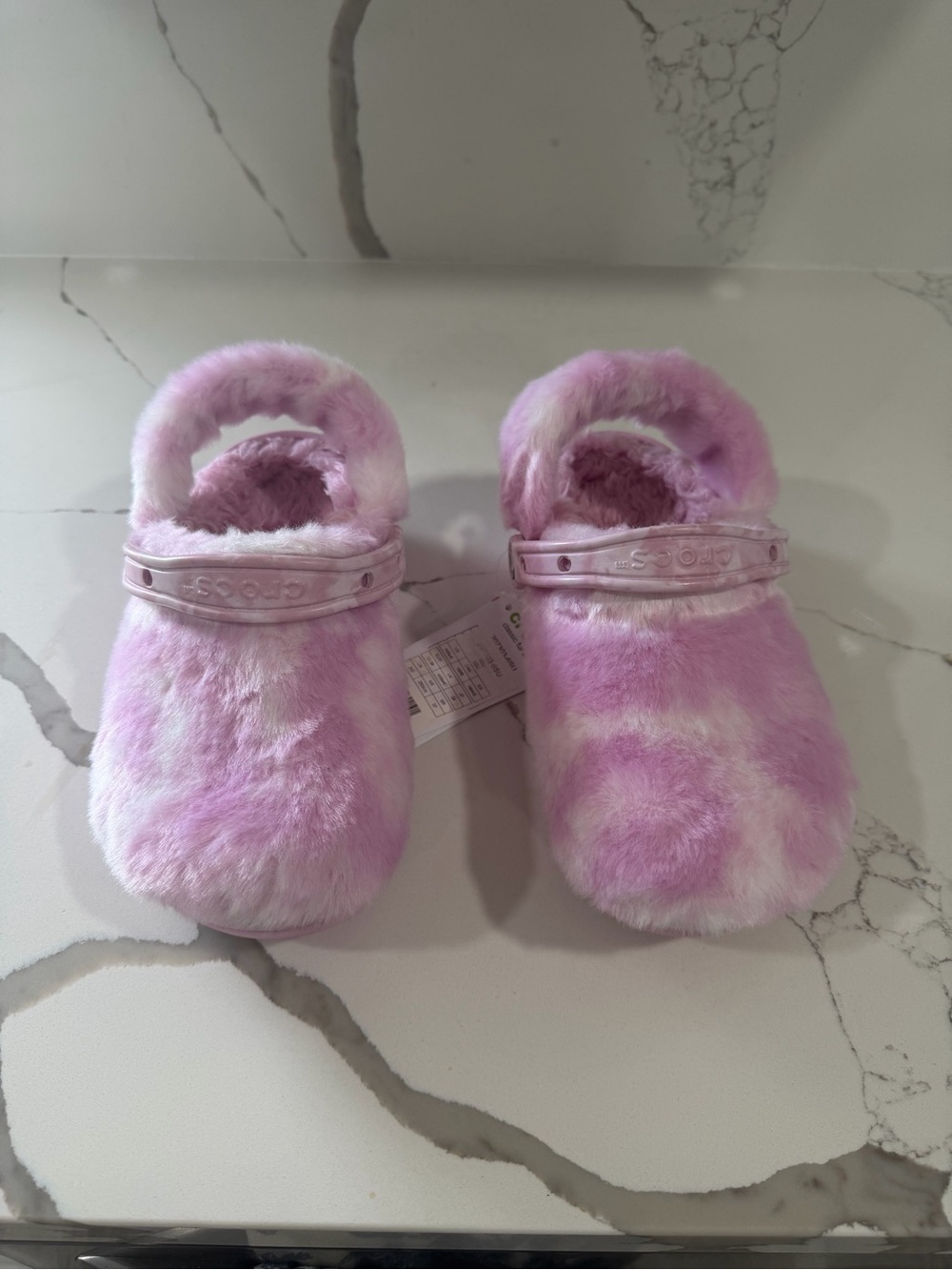 CROCS Pink Plush Faux-Fur Clog Flats